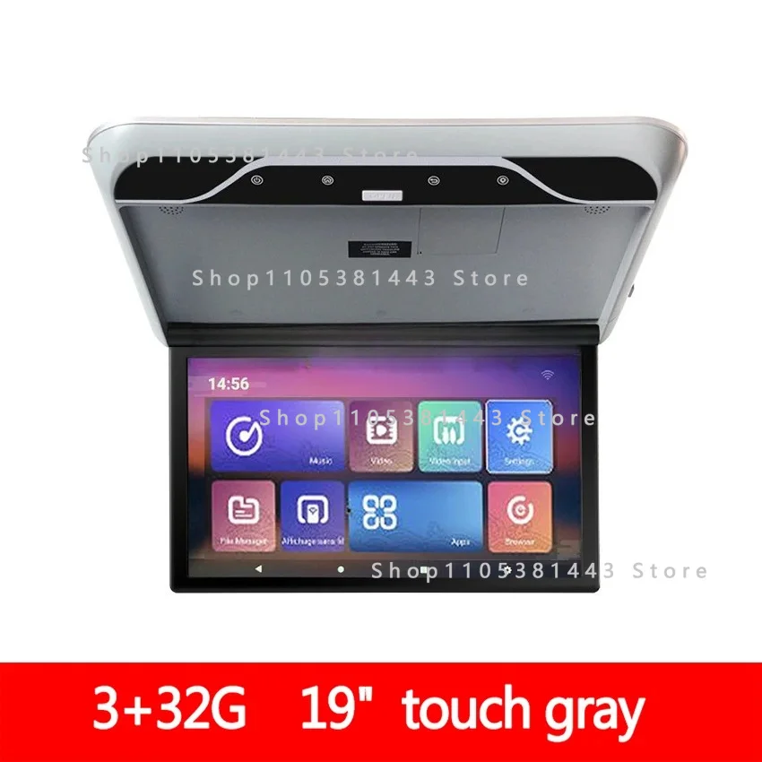 Android 1080P Ceiling TV Roof Mount Display Support FM/WIFI/HDMI/USB/TF 19 Inch 4K Multimedia Video Player Car Monitor