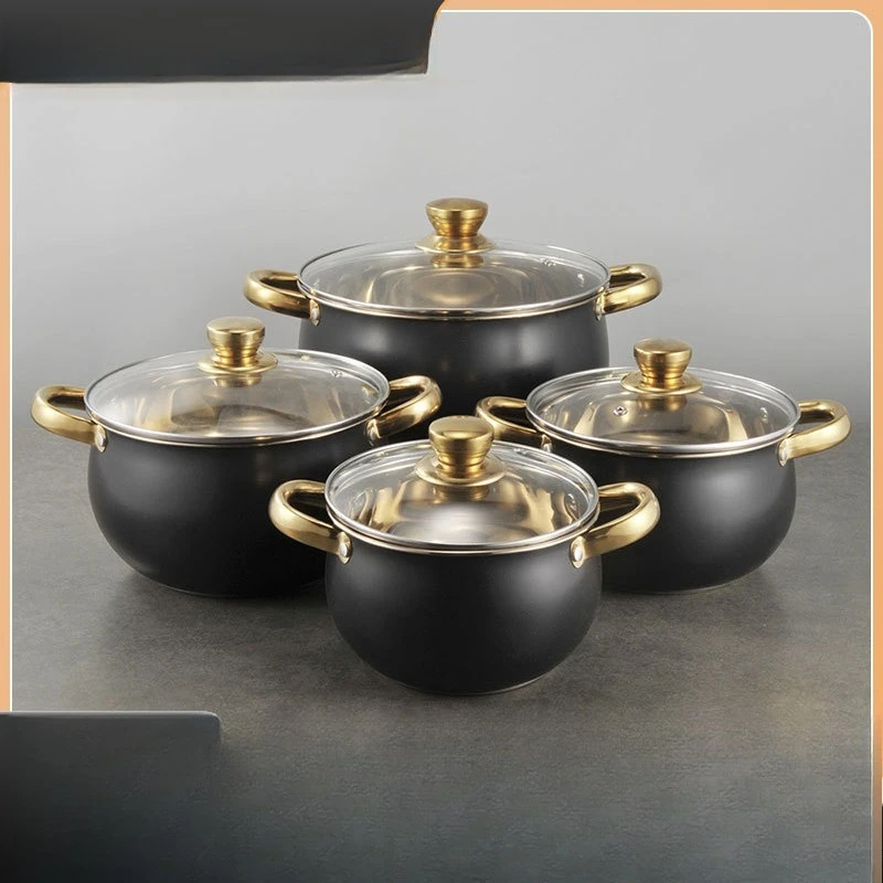 

TK foreign trade stainless steel pot set 3 bottom pot cooker cooking pot nonstickpot