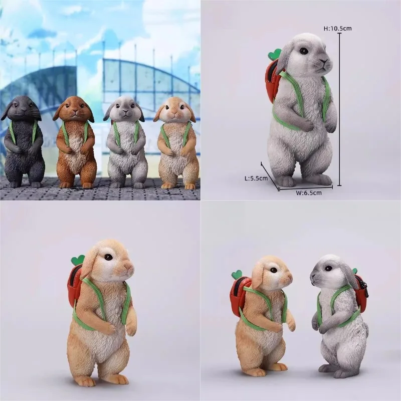 

X42402 1/4 Scale Simulation Cute Lop Resin Pet Bunny Animal Model with Detachable Backpack GK Action Figurine Desktop Ornament