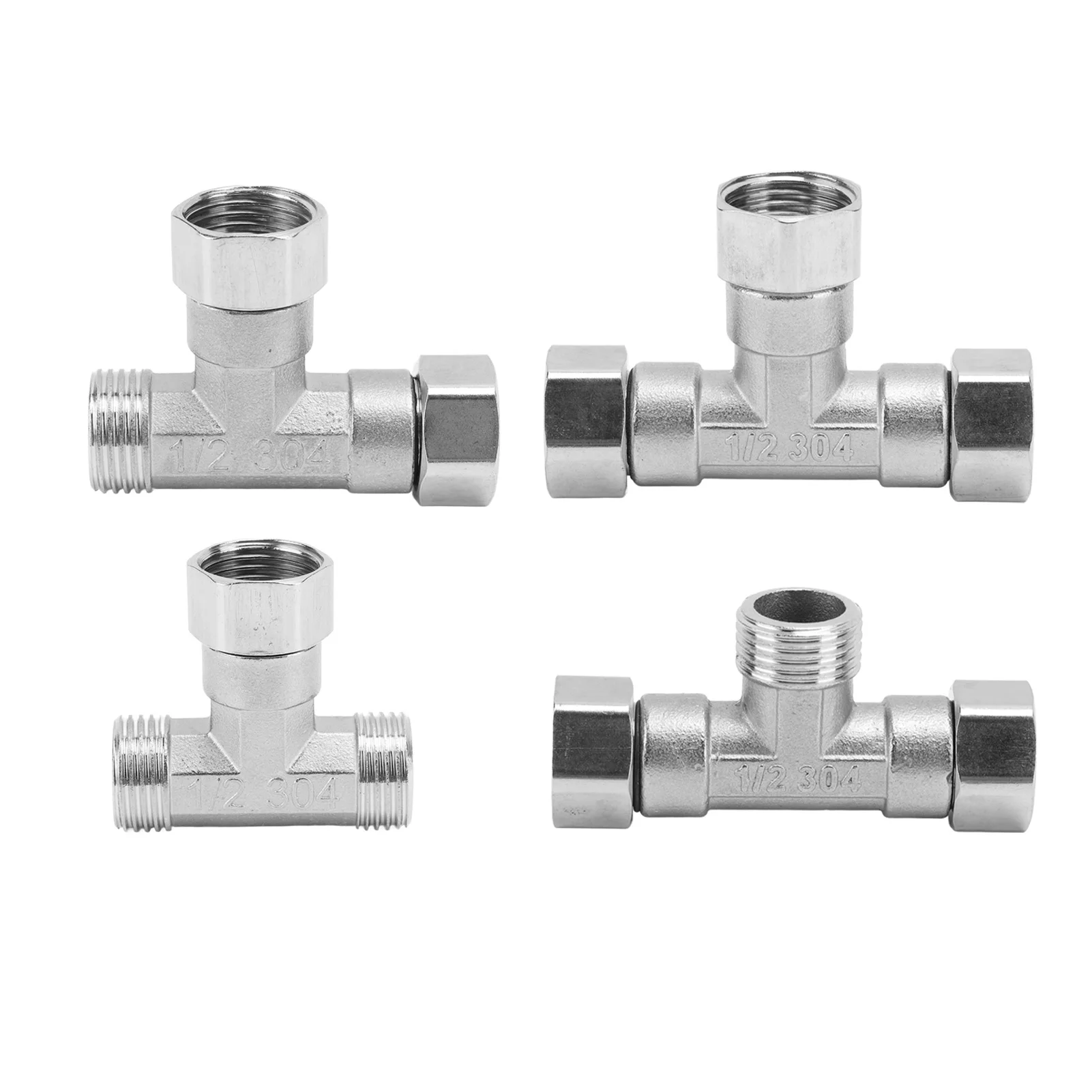 3 Way Pipe Connector Pipe Fitting Adapter 304 Stainless Steel Hose Connector Pipeline Adapter G1/2 for Water Air Pipe Fitting