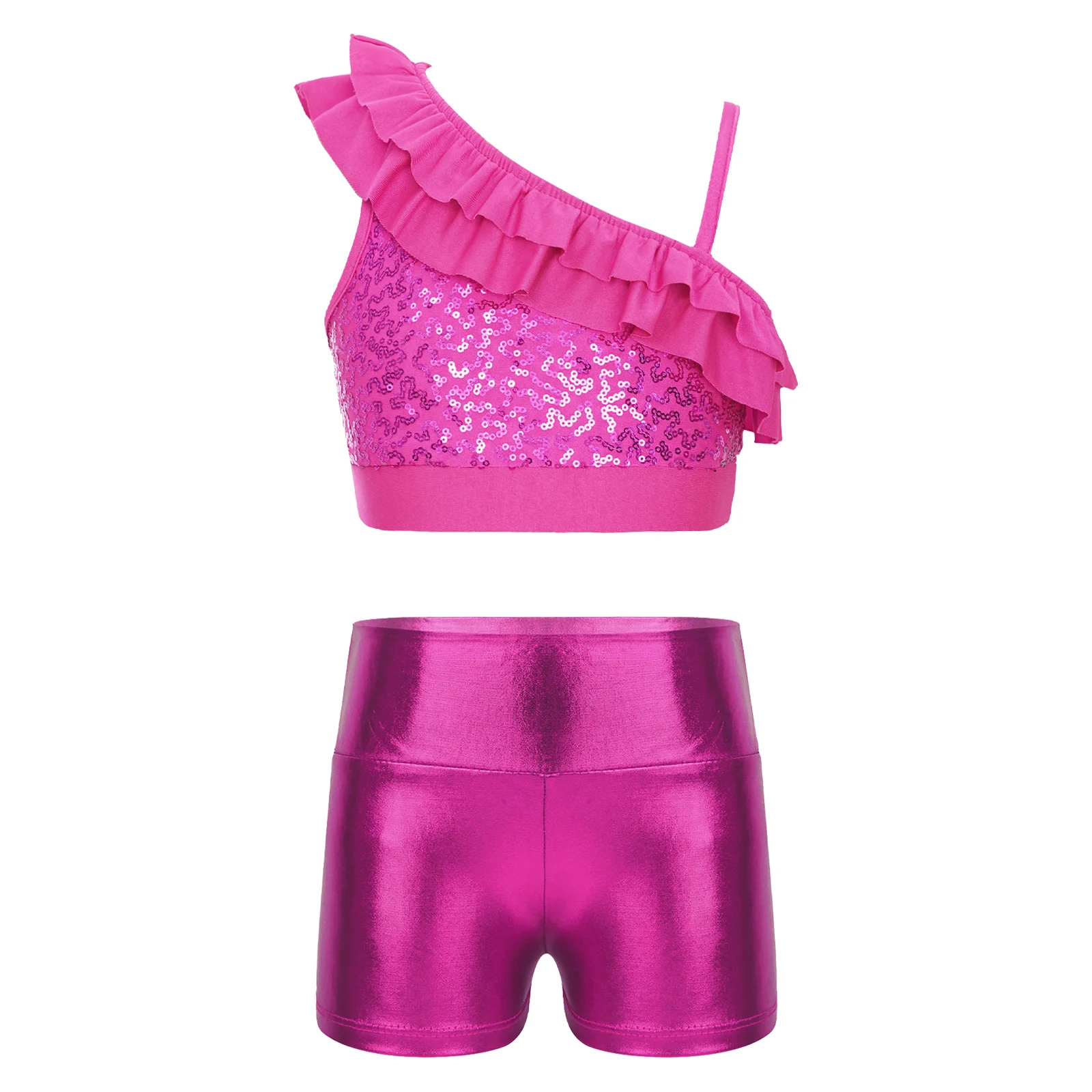 Bambini ragazze paillettes balletto abiti da ballo bambini due pezzi Dancewear set per Jazz danza concorso costumi abiti Hip Hop