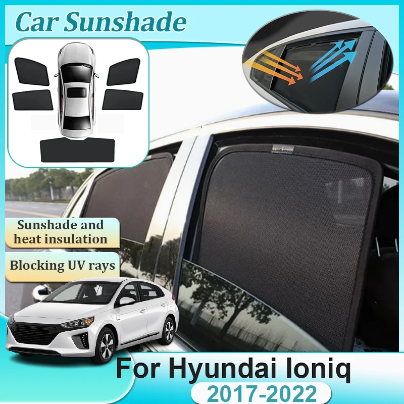 

Для Hyundai Ioniq 2017 2018 2019 2020 2021 2022 Магнитный солнцезащитный козырек, занавеска на лобовое стекло, сетчатые солнцезащитные козырьки для бокового окна, автомобильные аксессуары