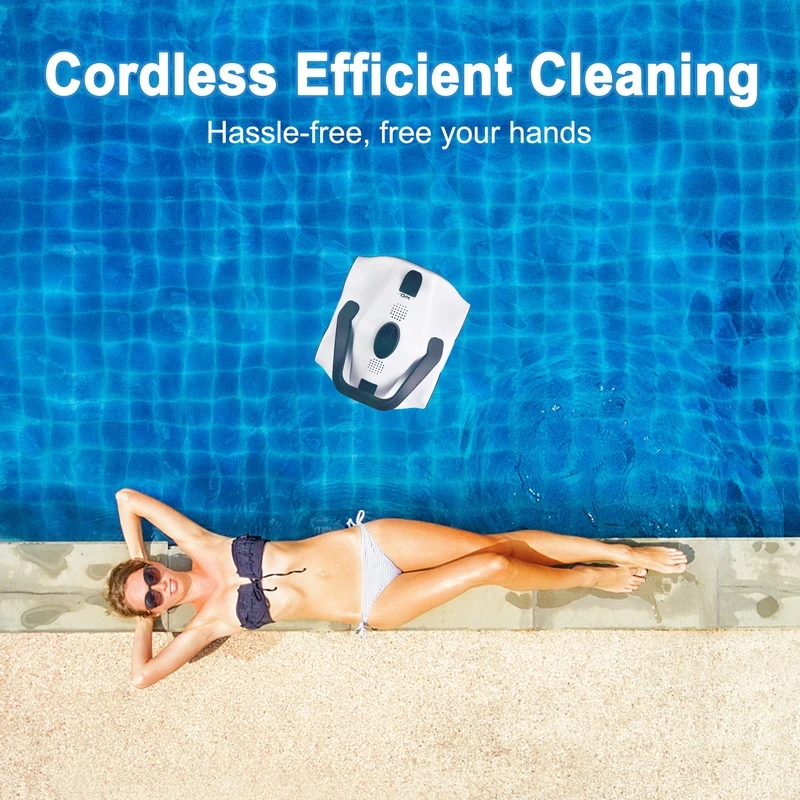 หุ่นยนต์ทําความสะอาดสระว่ายน้ําอัตโนมัติ หุ่นยนต์ดูดฝุ่นสระว่ายน้ําไร้สายสําหรับสระน้ําพื้นเรียบ