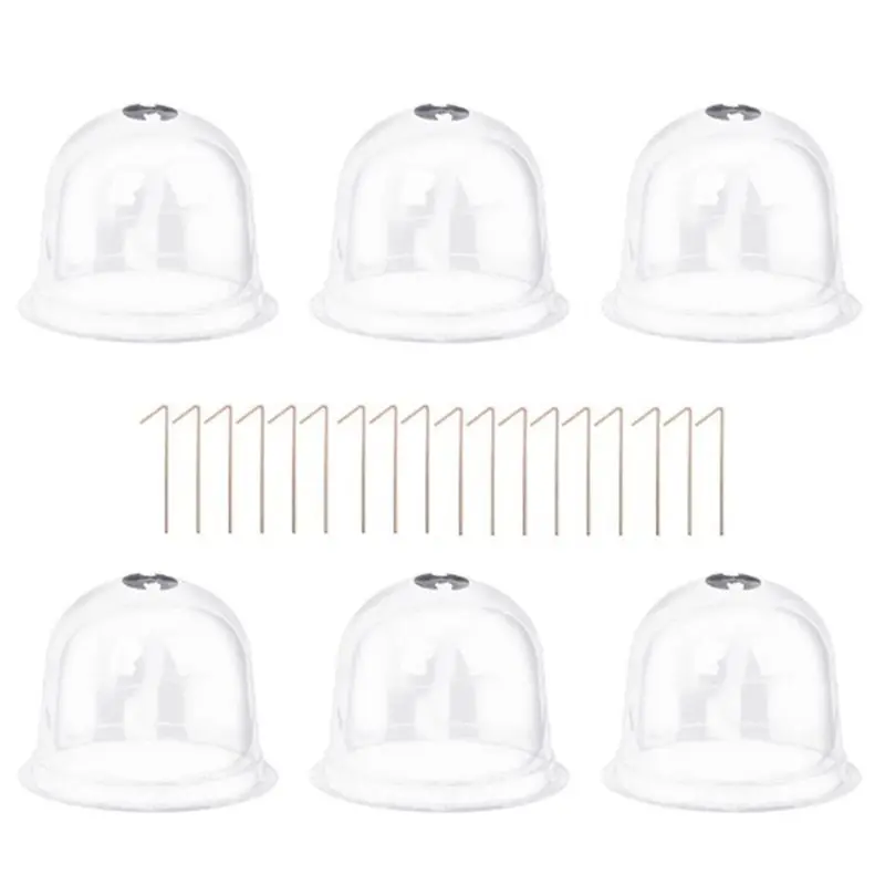

AB42-6Pc Reusable Plastic Greenhouse Garden Plant Seedling Germination Covers 10In Dome Frost Guard Freeze Protection 26X21cm