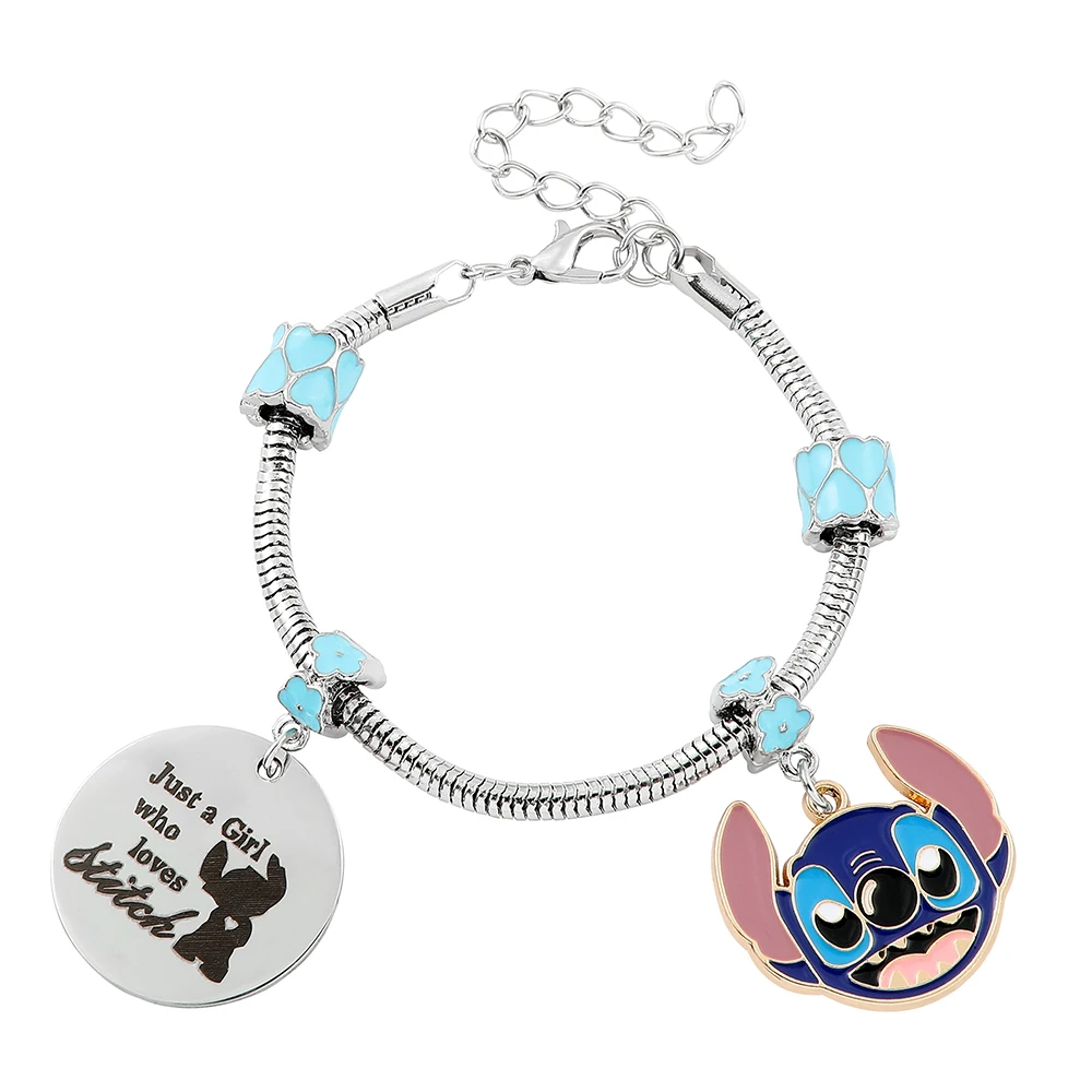 Kawaii Cartoon Lilo & Stitch Charms Bracelet Disney Stitch Pendant Bangle DIY Bracelet for Girls Fashion Accessories Gifts