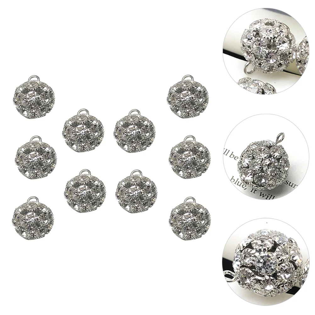 

10 Pcs/ Full Diamond Spherical Button DIY Buttons Cardigan for Clothing Costume Brass Vintage Jewelry