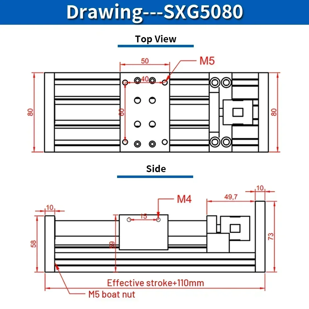 Linear Guid Double Square Sliding Table SFU 1204/1605/1610 Block Carriage Ball Screw Platform XYZ Motion Stage 4PCS Sliders