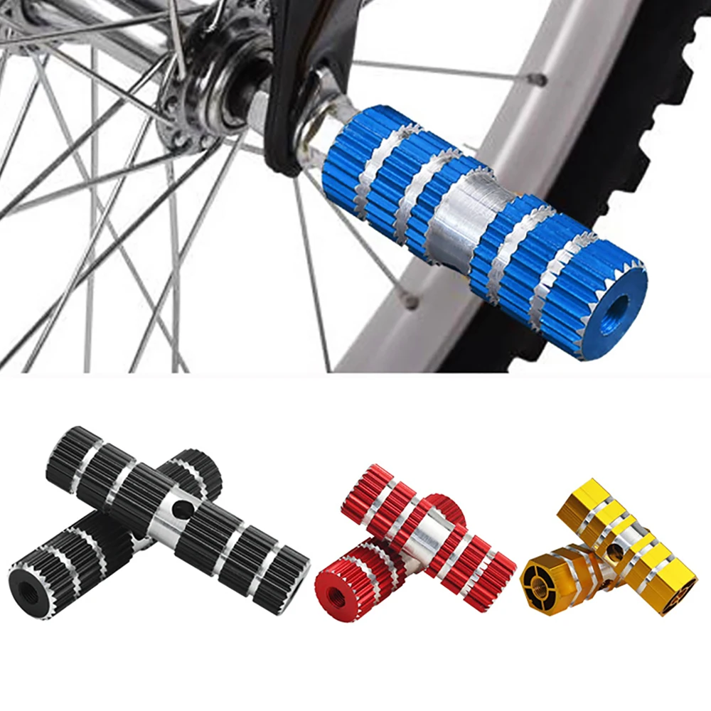 1 Pair Bike Pedals Axle Foot Rest Pegs Anti-Slip Aluminum Alloy BMX Mountain Road Cycling Bicycle Front Rear Socle Pedal