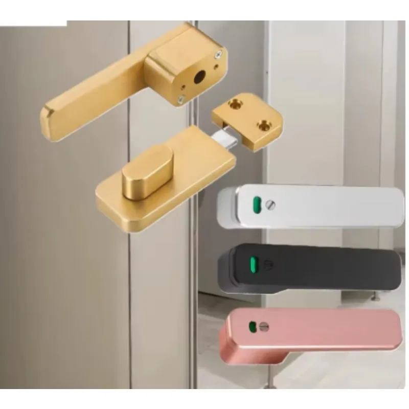 1Pc Aluminum Red Green Commercial Bathroom Lock Latch With Handle For Privacy Public Toilet Rose Gold Matte Black