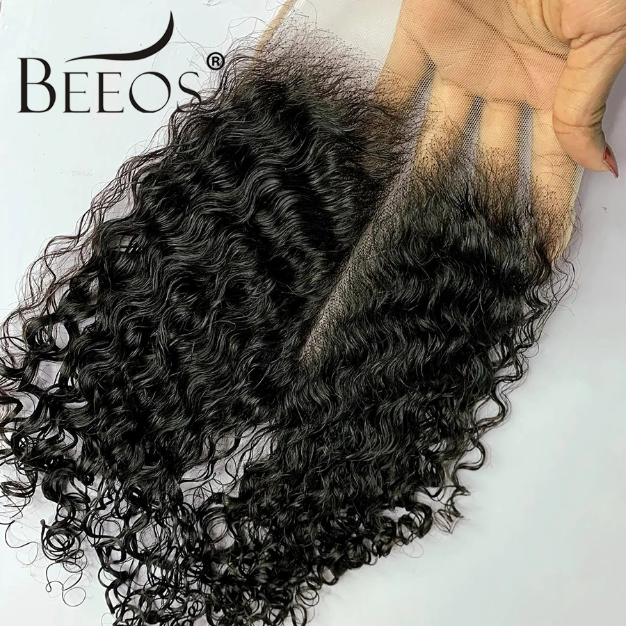 BEEOS 6x6 5X5 HD Lace Closure Only 13x6 HD lace Frontal Only Pre plucked Water Wave Brazilian Human Hair 13x4 HD Frontal Raw