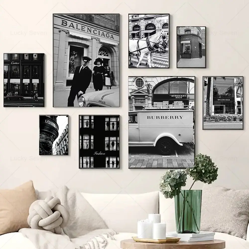 باريس متجر فاخر سيارة الرسم على لوحات القماش الجدارية موضة مثير النساء الملصقات والمطبوعات جدار صور لغرفة المعيشة ديكور المنزل