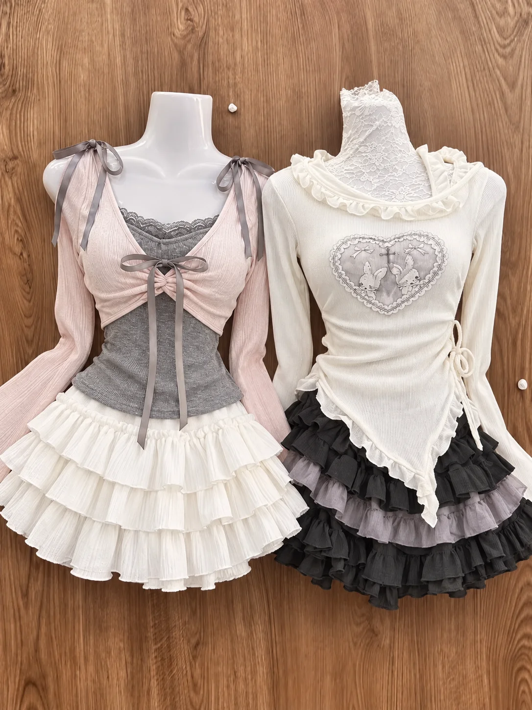 2026 Korean Fashion Women Preppy Style Two Piece Set Sweet Bow Cardigan Ruffle Mini Skirt Autumn Lolita New Vintage Outfit Suit