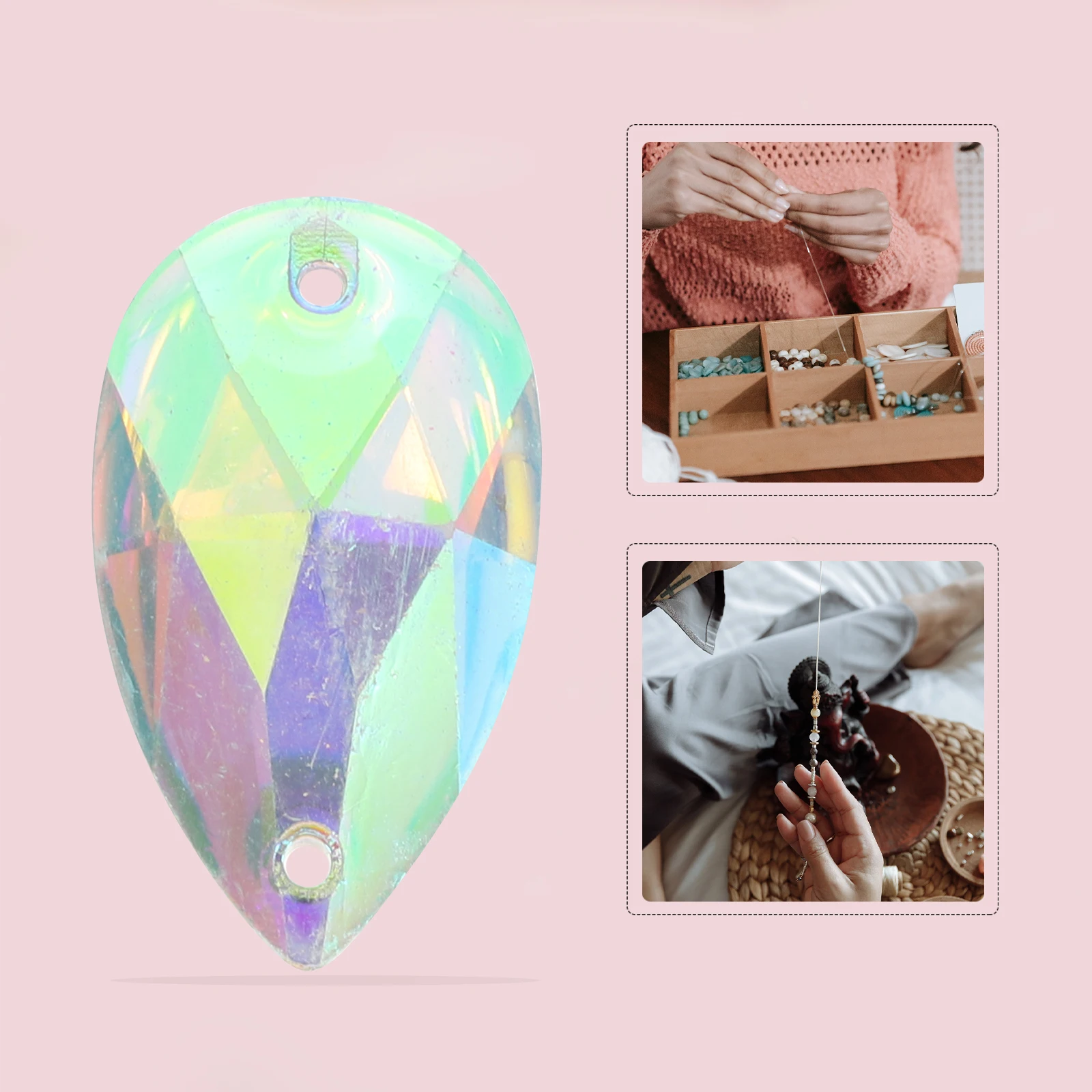 

50pcs 17X28Mm Teardrop Resin Rhinestone Flat Back Crystals For Sew Or Glue On Halloween Carnival Cosplay Costume Decoration