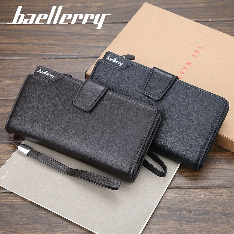 Baellerry Herren-Geldbörse mit Großer Kapazität, Multifunktionale Handtasche mit Reißverschluss, Kartenhalter und Geldklammer
