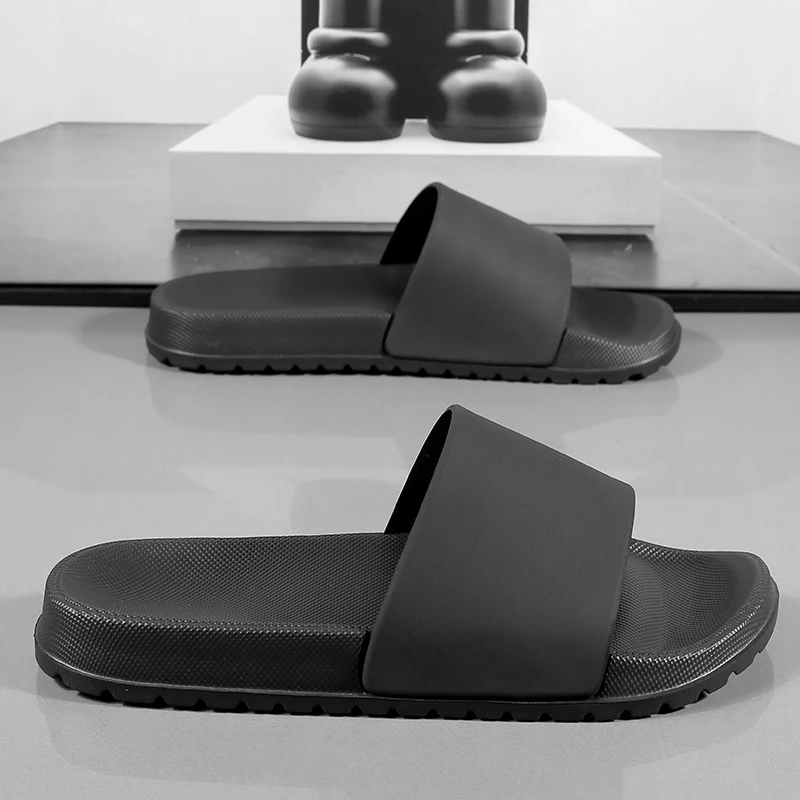 Summer Mens Anti Slip Soft EVA Slippers Men Slides Slippers Black Cheap Lightweight Comfortable Slipper Big Size 46 47 48