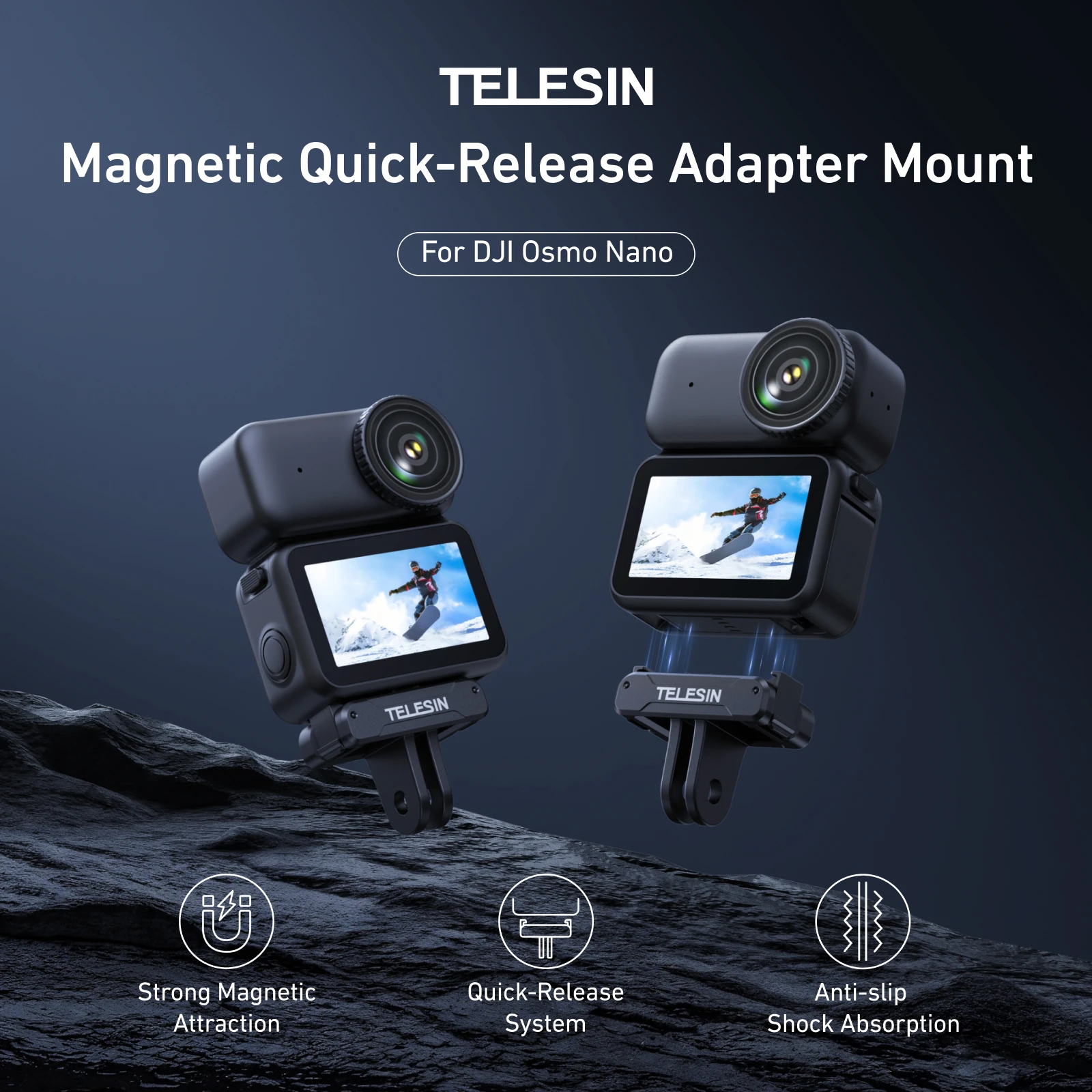 TELESIN Qucik Release محول شحن مغناطيسي بمخلبين لملحقات DJI OSMO Nano واجهة مخلب مزدوج #2