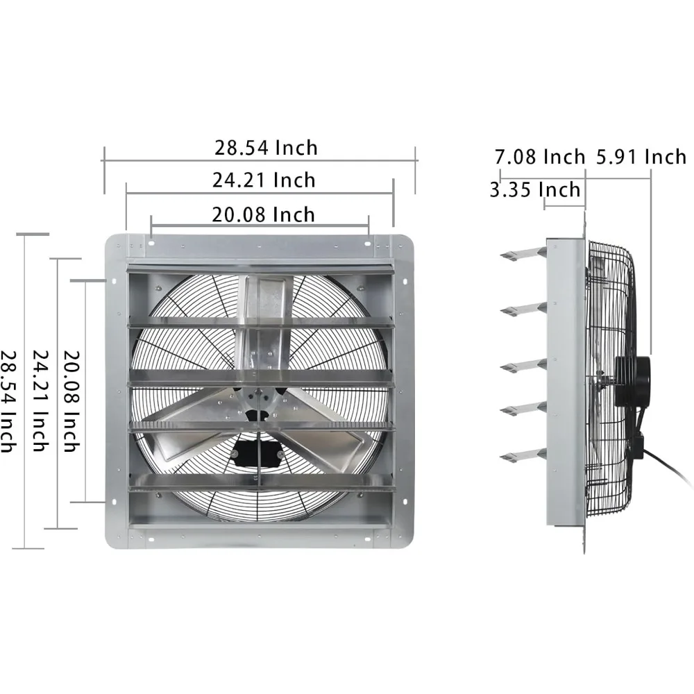 Ventilateur flacon mural à persiennes, cordon d'alimentation de 1.65m, régulateur de vitesse, haute vitesse de 4400CFM, garage, 24 po