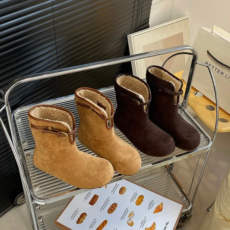 Womens Boots 2025 Winter New  Fur Integrated Snow Boots Women Thick Warm Short Tube Versatile Fur Short Shoes Platform