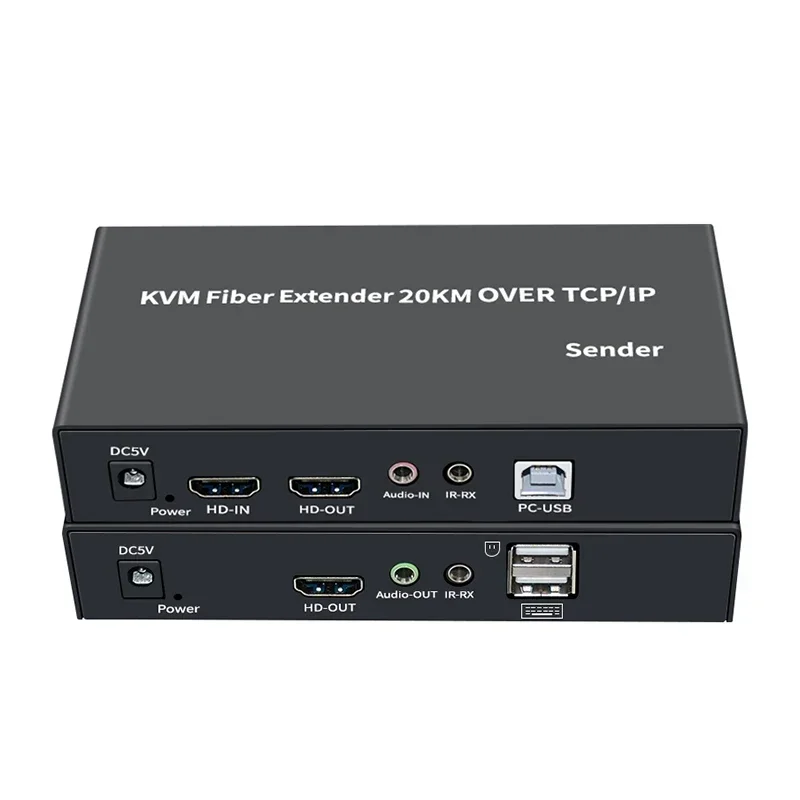 Przedłużacz światłowodowy 20Km IP HDMI KVM nad kablem singsc 1080P HDMI USB KVM światłowód Transceiver obsługuje USB klawiatura mysz