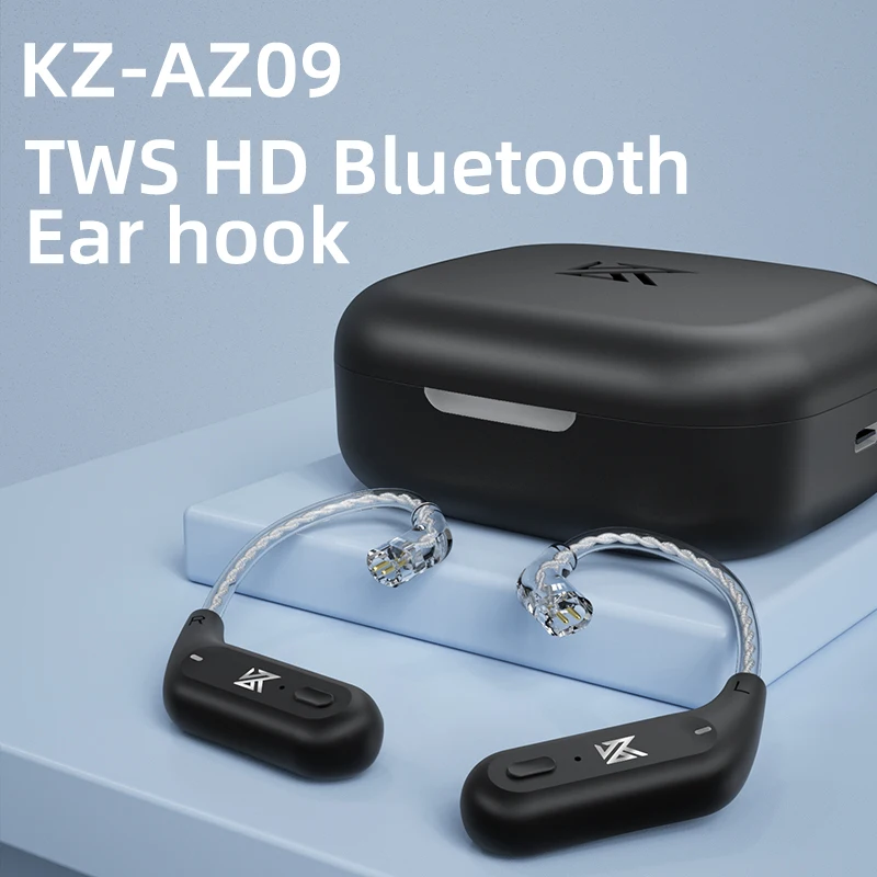 كابل ترقية لاسلكي KZ AZ09، متوافق مع بلوتوث 5.2، خطاف أذن لاسلكي hifi، موصل دبوس c مع علبة شحن