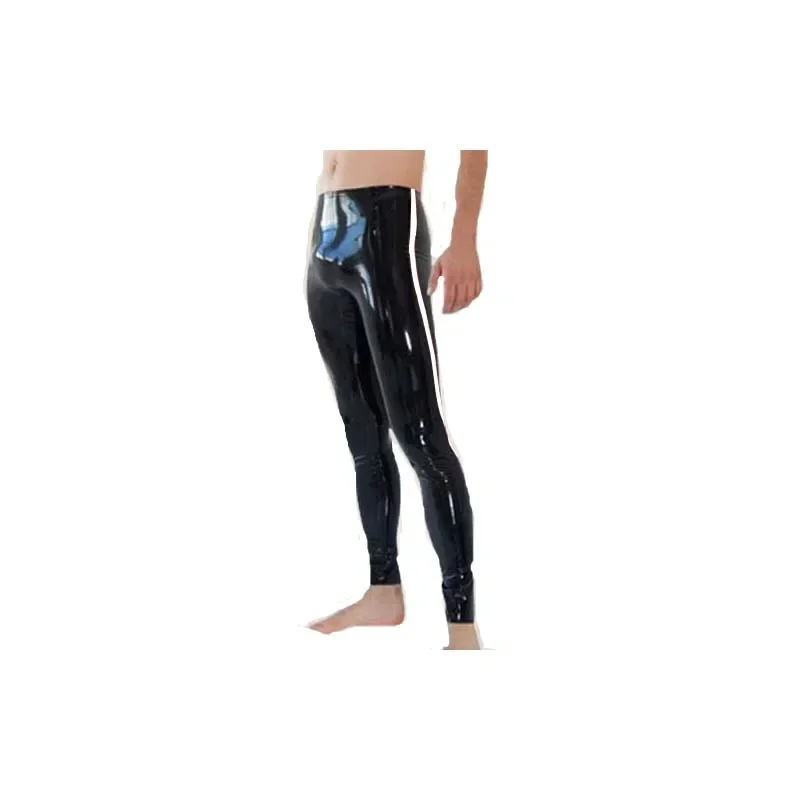 

New Style 100% Latex Rubber Men Or Women Sexy Hip Tight Pants Black and White 0.4mm Size S-XXL