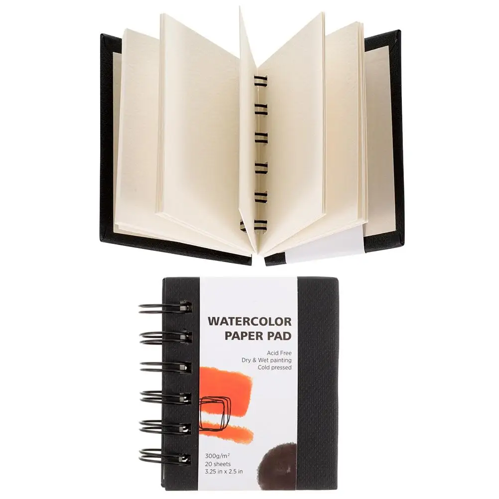 2 Pcs Watercolor Book Sketchbooks Coil Paint for Drawing Painting Paper Pad Small Student Notepad