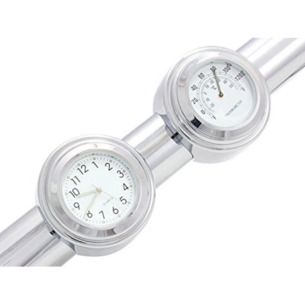 

2pcs Motorcycl Dial Thermometer 7/8"-1" Handlebar Clock Temp Thermometer Handlebar Clock Meter 7/8\