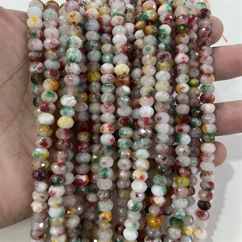 

Faceted 4*6MM Colorful Jade Agate Natural Stone Beads for Prayer Multi Color Necklace Jewelry Making DIY Party Good Gift