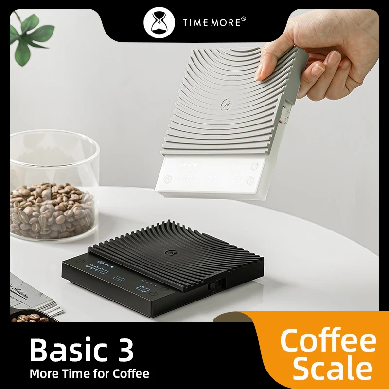 Balance numérique TIMEMORE Black Mirror Basic 3 pour café, aliments et cuisine, plateforme de pesée, noir/blanc, plus élégante, plus intelligente, légère, mini