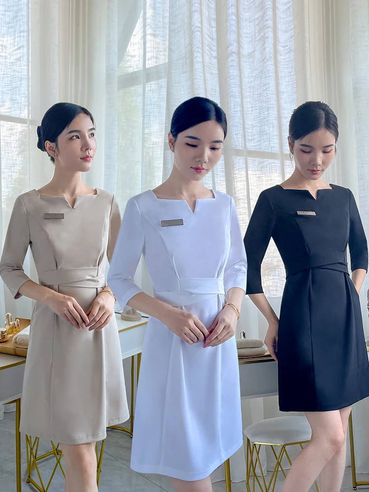 

High-End Beauty Therapist Work Uniform Spring Autumn Dress Professional Technician Clothing Health Care Beauty Salon Workwear
