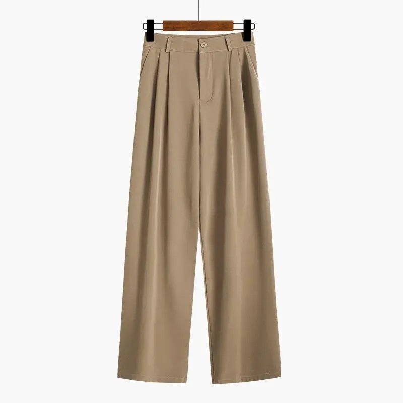 여성 정장 바지 오피스룩 여름 여성 와이드 레그 팬츠 기품있는 다용도 하이웨이스트 배기 수트 팬츠 캐주얼 바지