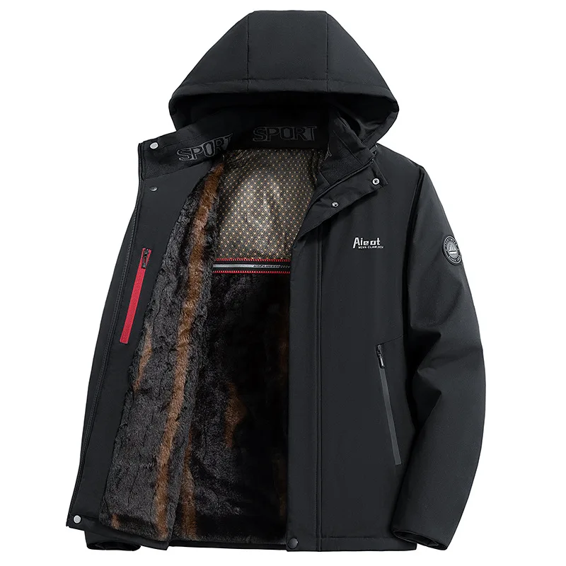 Winter Man Cargo Jacket Thicken Letter Printed Long Sleeve Male Down Coat Cold-proof Solid Men Detachable Hooded Outerwear