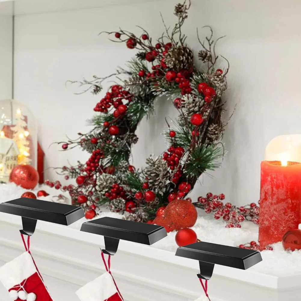 Mantel Stocking Holders Stainless Steel Christmas Stocking Hanger Fireplace Holder Festive Decorative Mantelpiece Display Rack