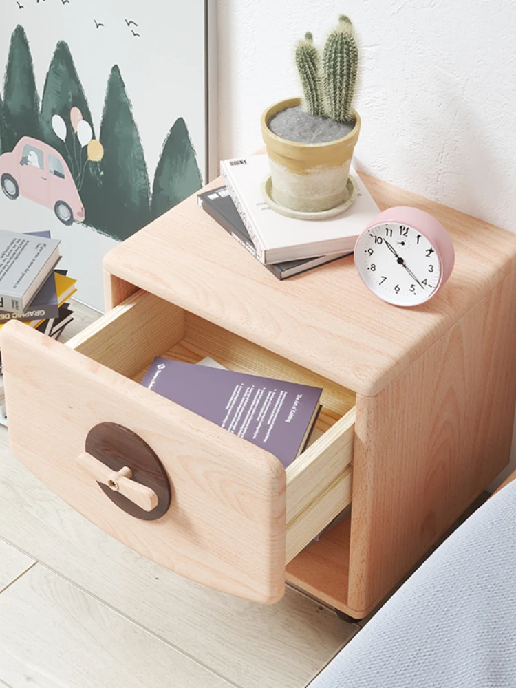 Mesita de noche con diseño de molino de viento para niños, mueble de madera maciza con cajones de dibujos animados para habitación de niñas