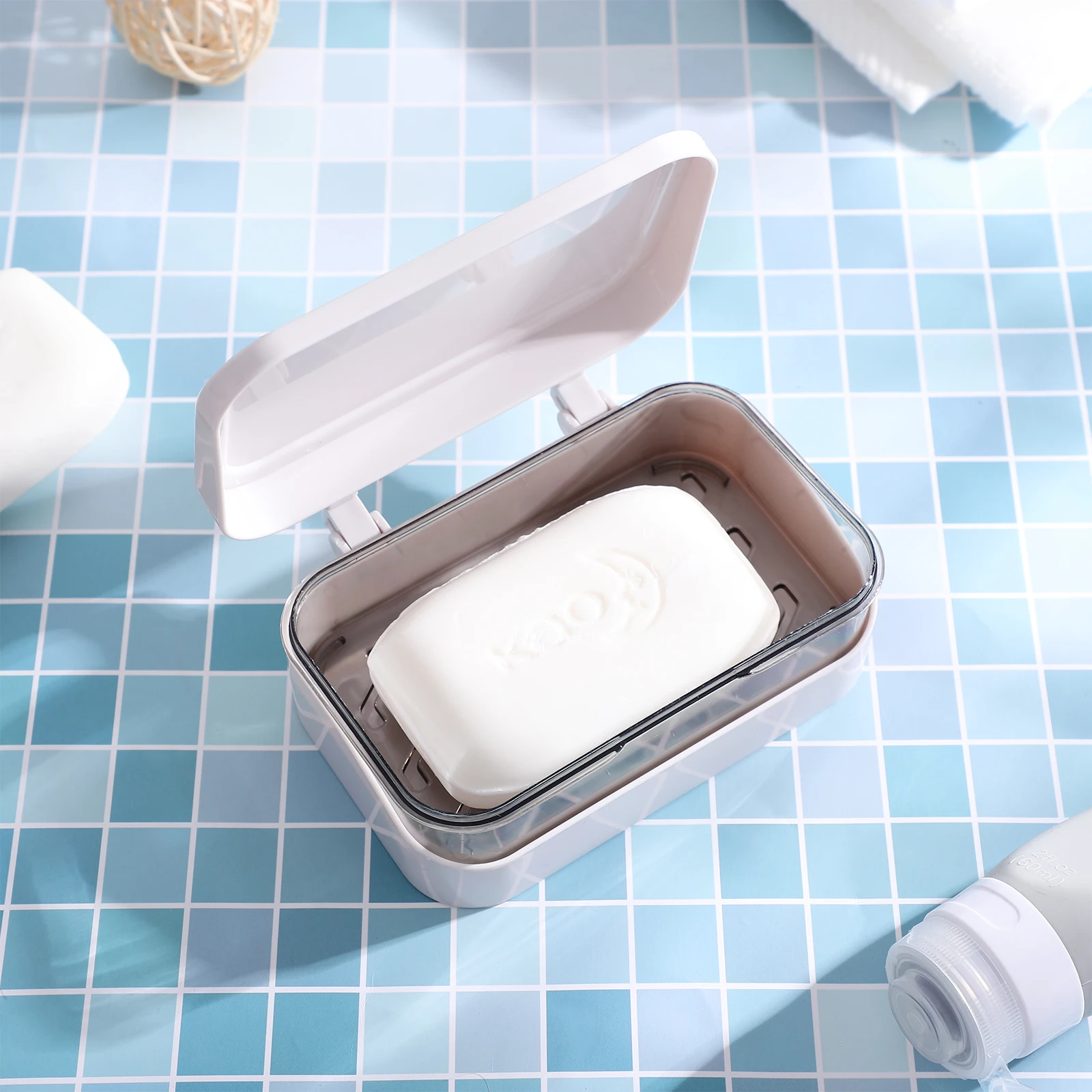 

Soap Box Self Draining Holder Plastic Storage Shower Container Drying Case White Bathroom Kitchen Home