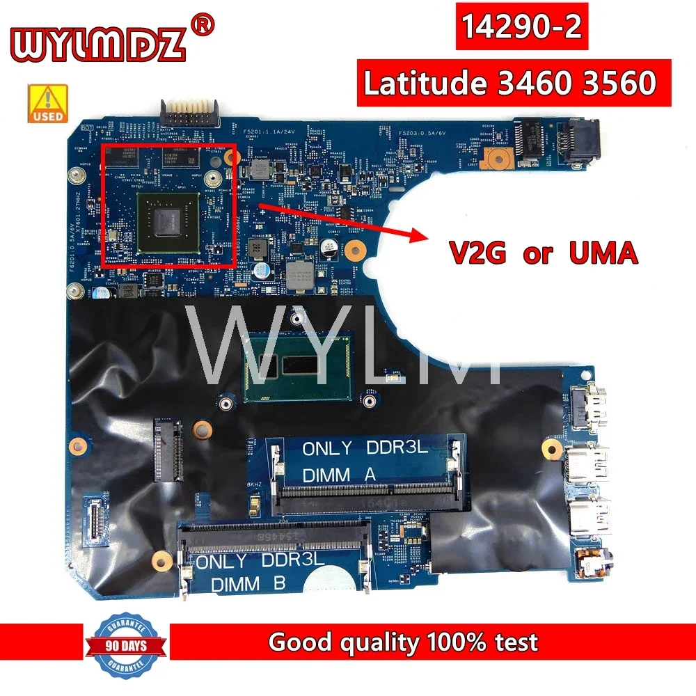 14290-2 85GK8 3215/i3/i5CPU V2G or UMA GPU Notebook Mainboard For Dell Latitude 3460 3560 Laptop Motherboard CN-05YW2H CN 0D0PG7