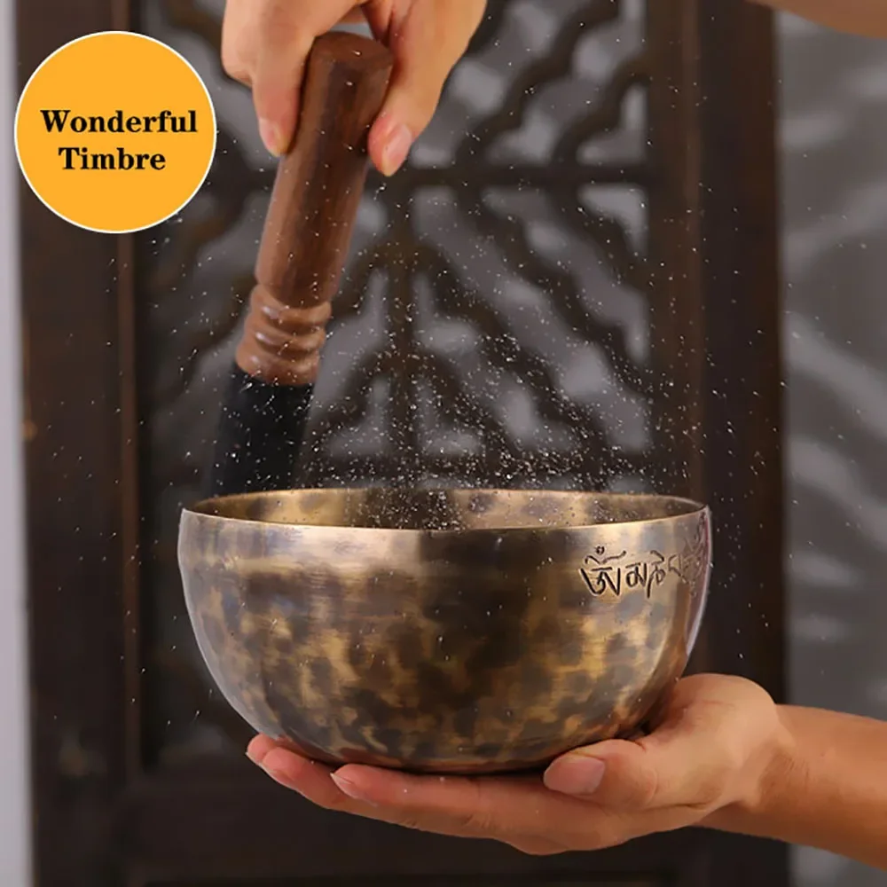 Full Moon Brass Nepal Handmade Tibetan Singing Bowl Buddhism Meditation Large Sound Bowl Chakras Musical Instrument Gifts