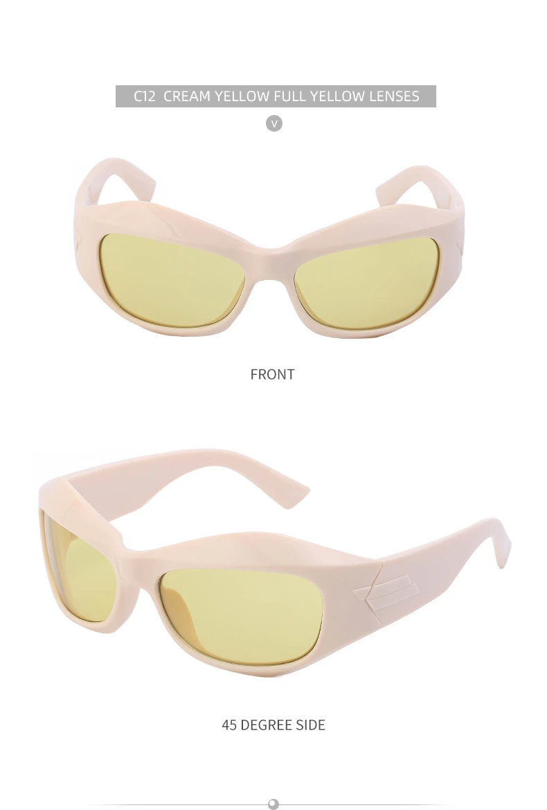 Übergroße Y2K Punk Sonnenbrille für Damen und Herren Neue 2000er Vintage Trend Steampunk Sonnenbrillen Sport-Schildbrille UV400-Schutz – Detail 31