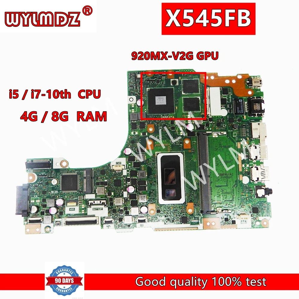 X545FB i5 i7-10th Gen CPU 920MX-V2G GPU 4GB/8GB-RAM Mainboard For ASUS Vivobook X545F X545FJ X545FA X545FB Laptop Motherboard