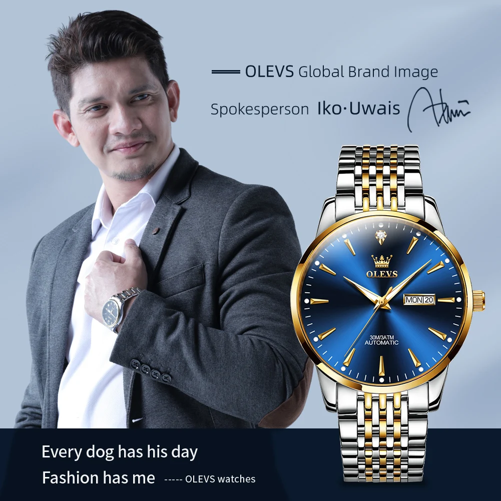 OLEVS 6635 Couple Watches Luxury Original Business Brand Waterproof Luminous Mechanical Watch Dual Calendar Design For Date