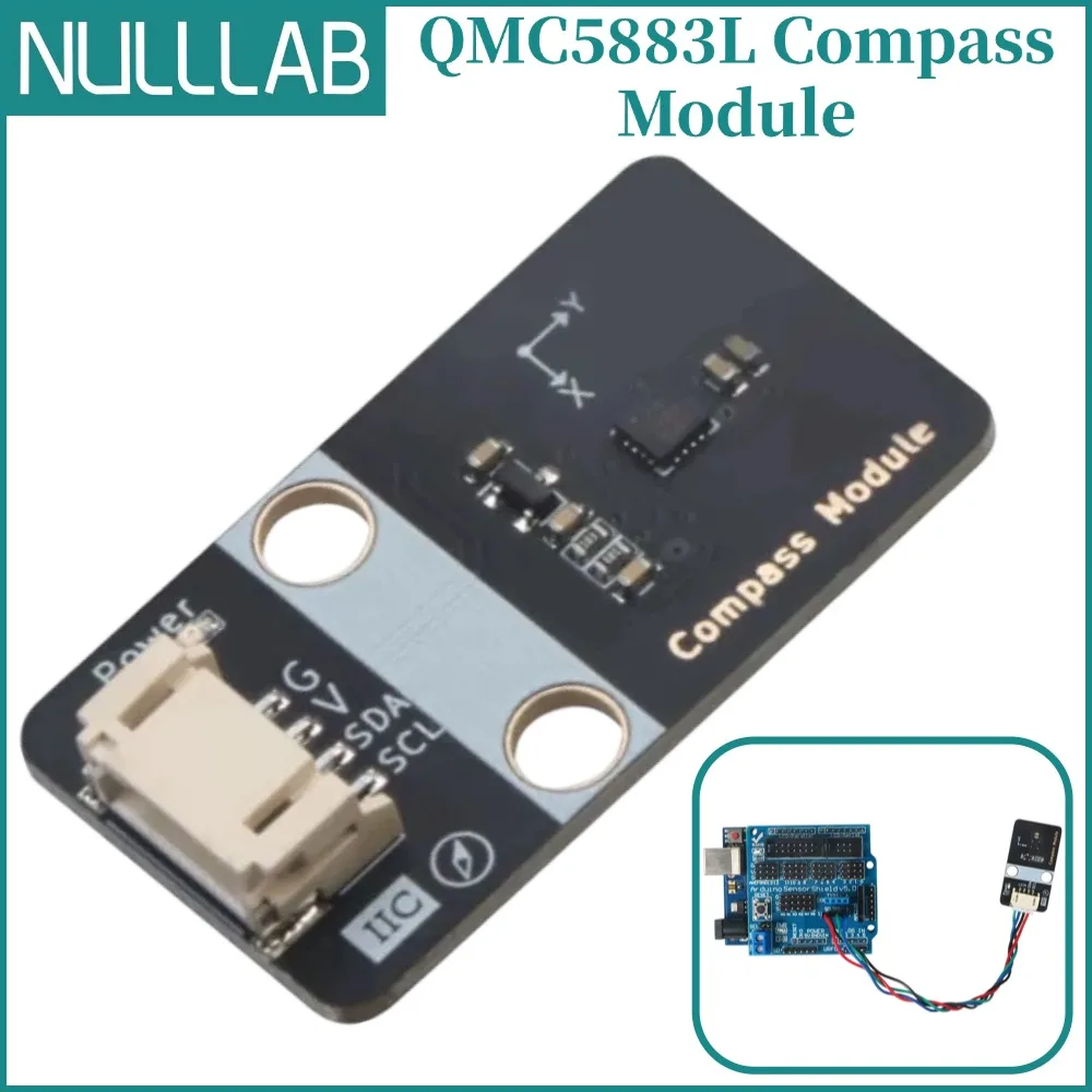 QMC5883L 3-Axis Magnetometer Compass Module I2C 16Bit ADC High Precision Arduino ESP32 Raspberry Pi Microbit LEGO Compatible
