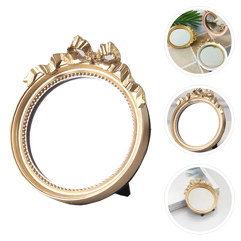 

1Pcs Nordic Style Round Makeup Mirror with Bowknot Decor 3 Colors Available Portable Resin Hand Mirror for Women Fashion Beauty