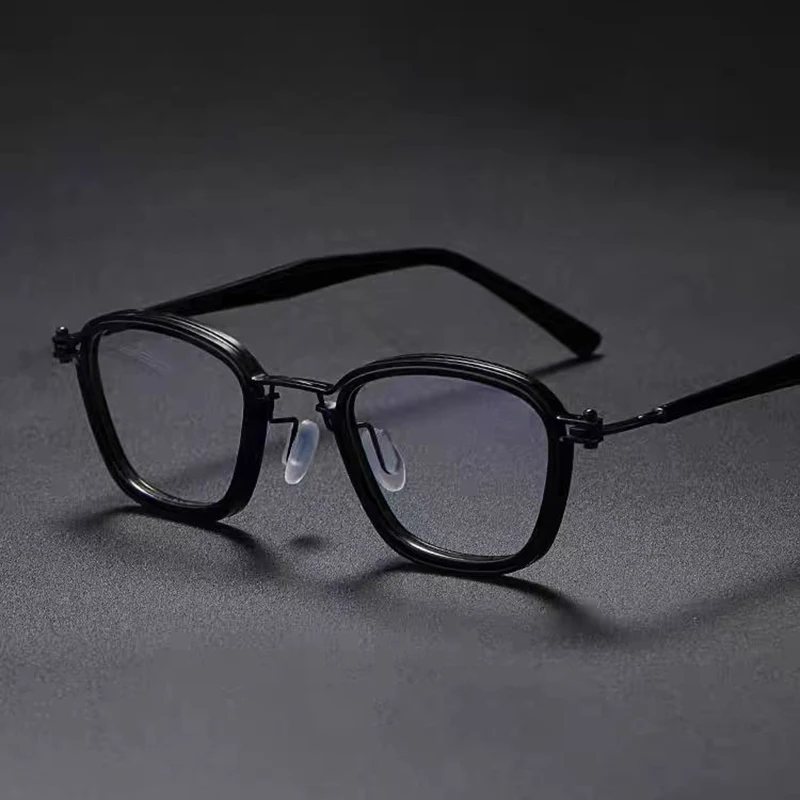 

Japanese Handmade Square Retro Glasses Frame Men Titanium Eyeglasses Brand Design Small Face Oculos Ultra-light Glasses Women