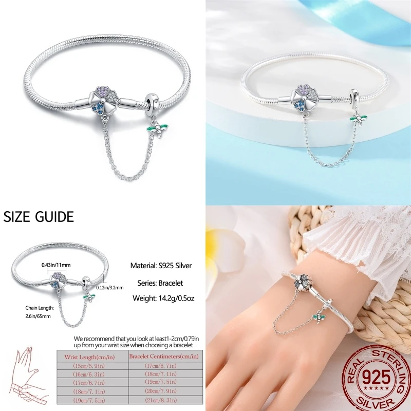 925 Sterling Ezüst 17-20CM Kőr alakú Csillag Hold Hópehely Lepke illeszkedő DIY charms születésnapi ékszer Adomány bracelet illeszkedő Nők