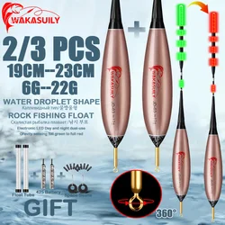 2025 New 2/3 Pcs Rock Fishing Electronic Float Gravity Sensing Luminous Fish Bite Hook Turning Red Sensitive LED Fishing Float