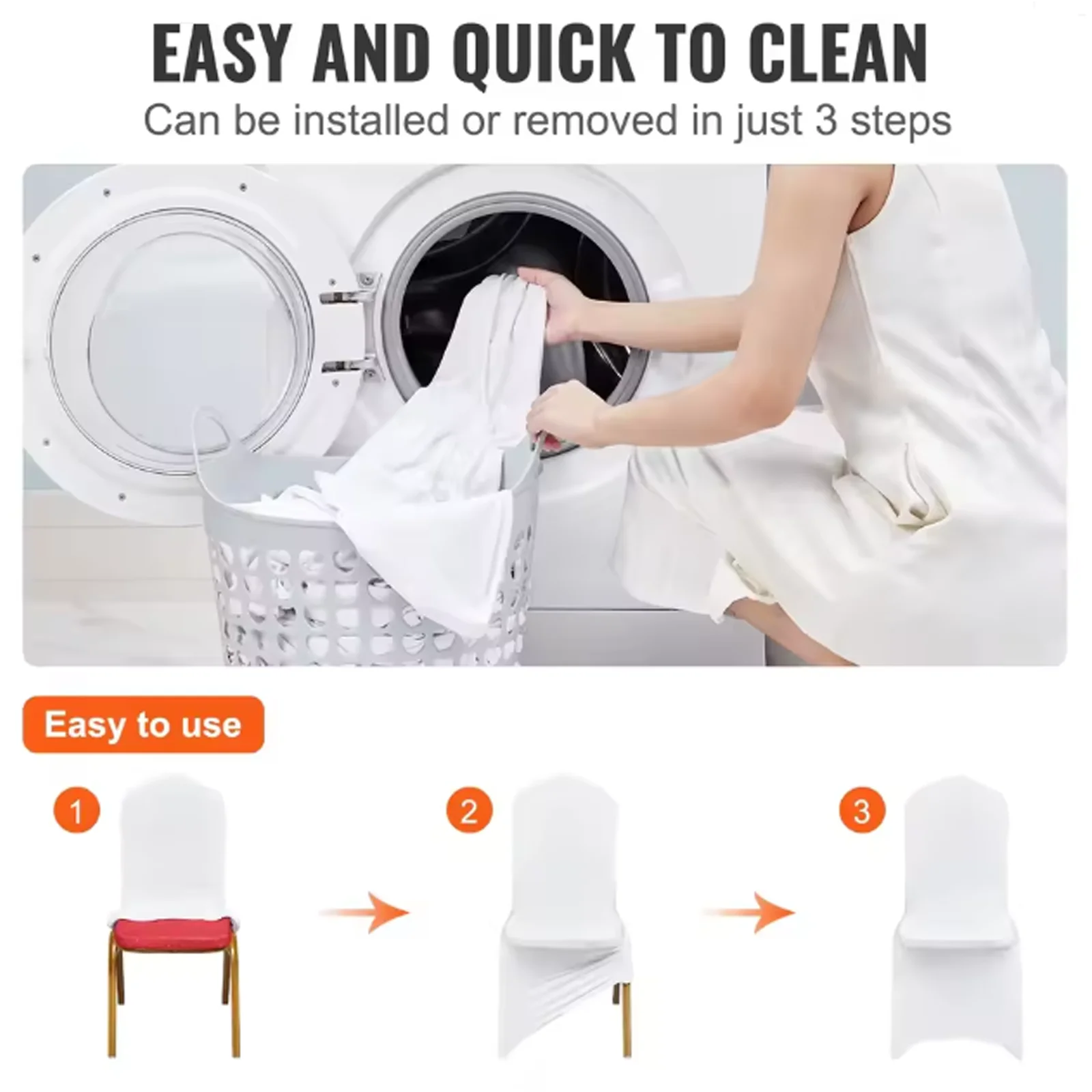 50‑Pack Stretch Spandex Folding Chair Slipcovers | Elastic Decorative Chair Sleeves, Reusable Seat Protector Covers for Wedding Receptions, Banquets, Party & Special Event Seating Decor
