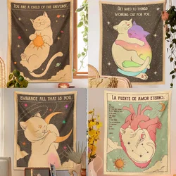 Sun moon Tarot Cat Tapestry Wall Hanging Witchcraft you are a child of the universe Bohemia Home Decor Hippie Bedroom Decor