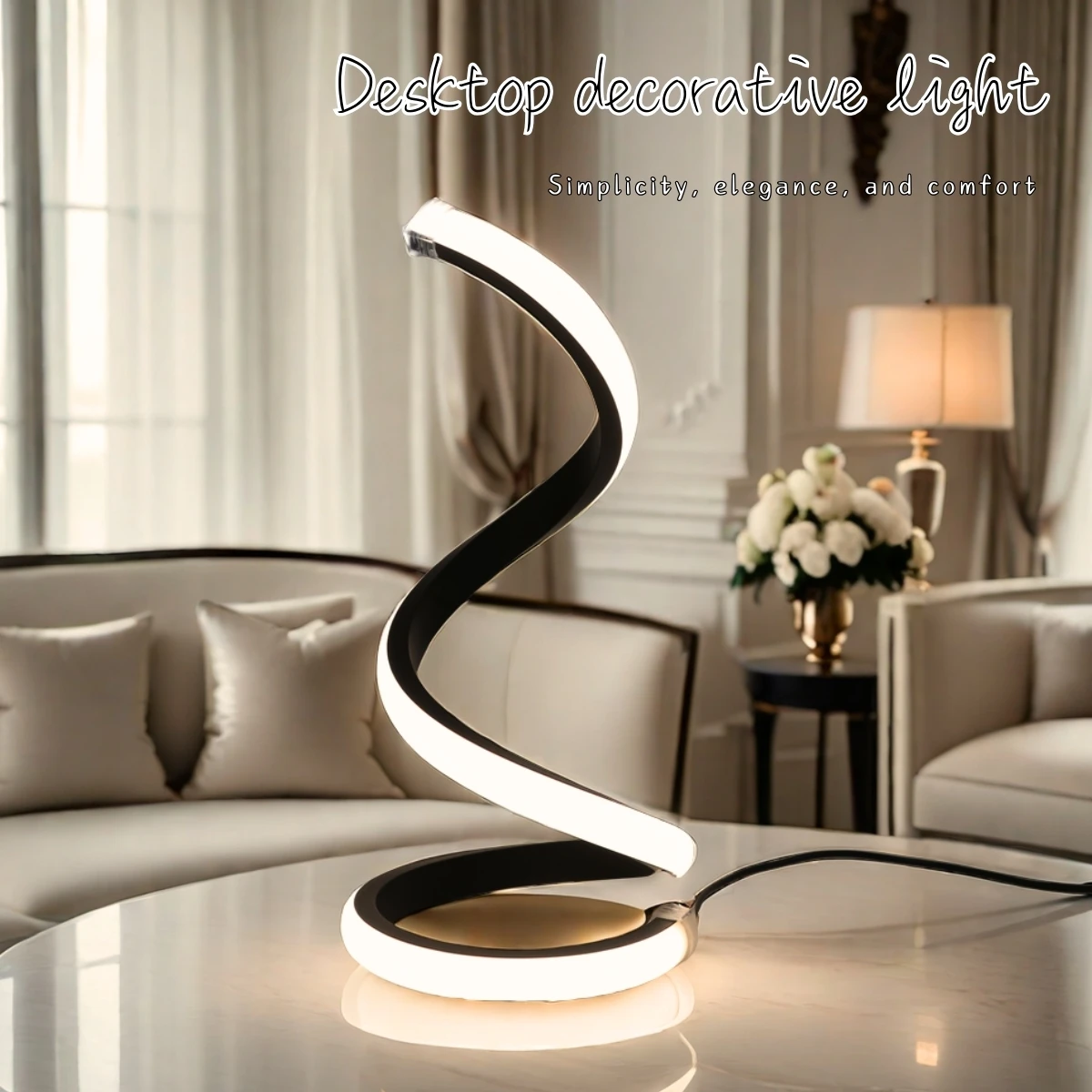 Modern creative LED desk lamp, USB powered dimmable, perfect for bedroom, study, and living room decoration, perfect gift