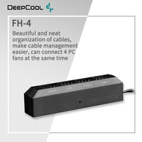 DEEPCOOL FH-4 Fan Hub  Small 4Pin Computer Case Fan Hub Splitter PWM for Computer Air-cooling SATA Power Port Cable Management