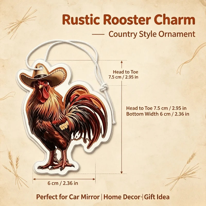 Car Air Freshener Cowboy Rooster Graphic Hanging Scent Card for Car Interior Decor Rearview Mirror Ornament Gift